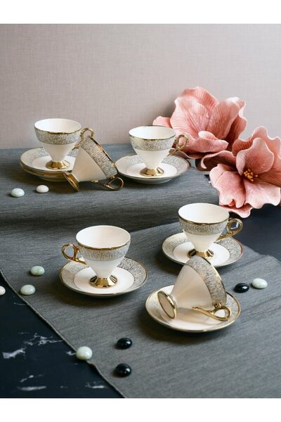 Paçi Embossed Modern 6-Person Coffee Cup Set