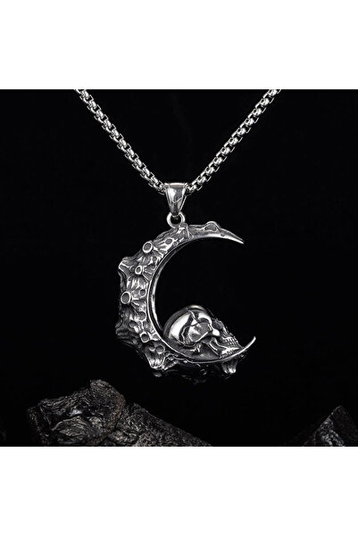 Viking قلادة من الفولاذ المقاوم للصدأ بتصميم جمجمة قوطية بجودة S+ مصنوعة من ا...