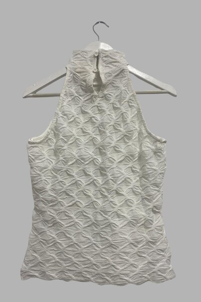 Seamoda Αμάνικο μπλουζάκι με λαιμόκοψη Fisherman, ελαφρύ διαφανές και στενό προσαρμοσμένο στο σώμα-ΛΕΥΚΟ