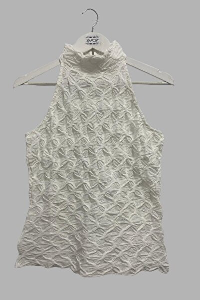 Seamoda Αμάνικο μπλουζάκι με λαιμόκοψη Fisherman, ελαφρύ διαφανές και στενό προσαρμοσμένο στο σώμα-ΛΕΥΚΟ