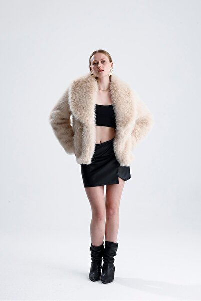 VAPUR TEKSTİL Leather Belted Fur Coat - Beige