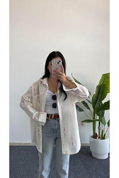 Pera قميص كتان مطرز - فوشيا