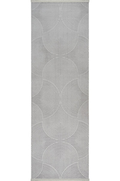 Cool Halı Lena Gray Anthracite Acrylic Entrance Hallway Carpet Runner Geometric Patterned Laser Cut Long Carpet