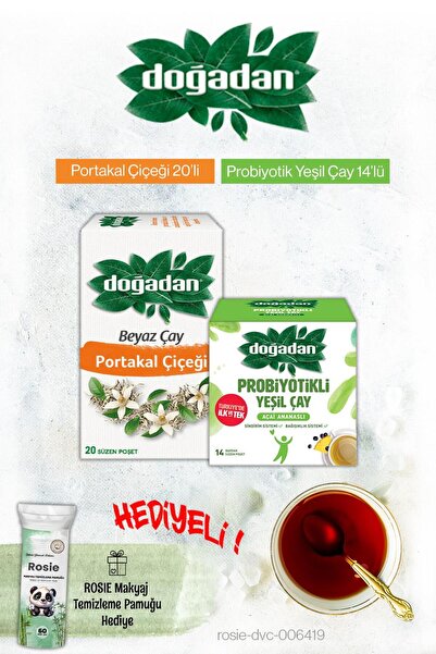 Doğadan Beyaz Çay Portakal Çiçeği ve Probiyotikli Açai Ananas Poşet Çay ve Rosie Hediyeli