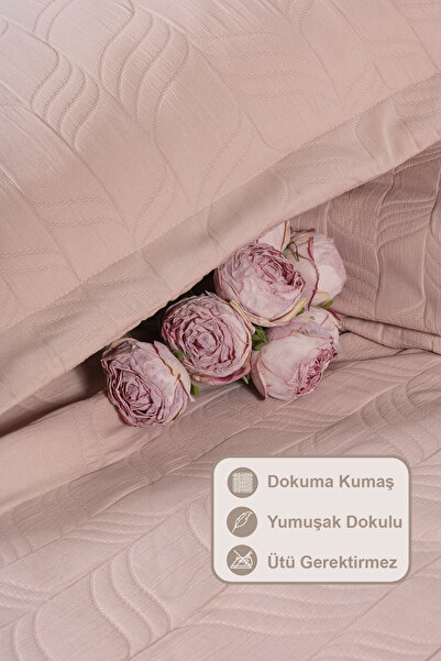 Elart Fashion Yatak Örtüsü Takımı Çift Kişilik (240x250 cm) Gülkurusu