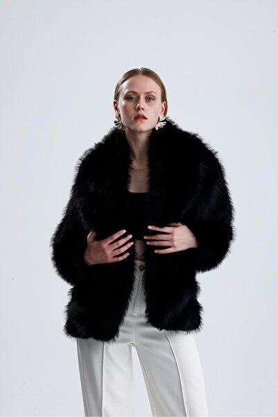 VAPUR TEKSTİL Leather Belted Fur Coat - Black