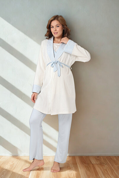 bigmama Stylish Women's 3-Piece Maternity Pajama Set - 100% Cotton Combed - E...