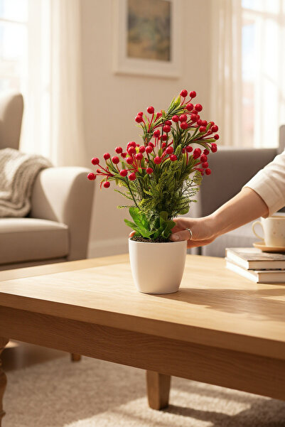 ERHAN FLOWERS Siyah Saksıda Büyük Yapay Kokina Ağacı 10 dallı