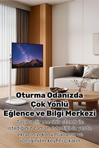 NPO حامل شاشة/تلفزيون متنقل عمودي/أفقي متوافق مع VESA مع عجلات وممتص صدمات STD5611TW لشاشات من 17 إلى 35 بوصة