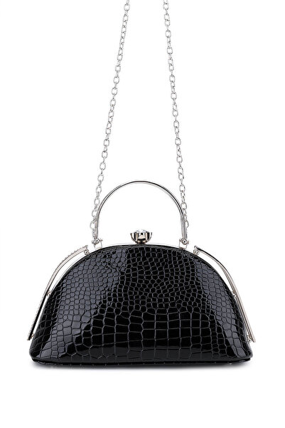 Tamer Tanca Γυναικεία τσάντα βραδινού φορέματος από συνθετικό δέρμα μαύρο λου...