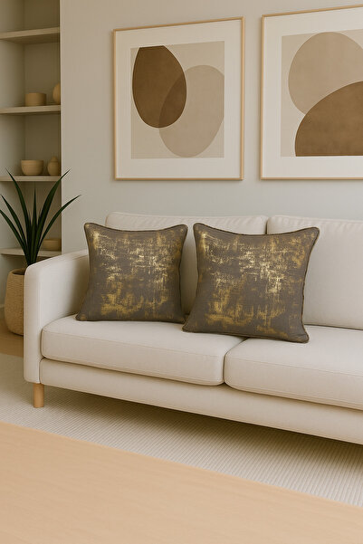 GOCCIA HOME Varaklı Koyu Gri Kırlent Kılıfı Dekoratif Bohem Soft Koltuk Sırt ...