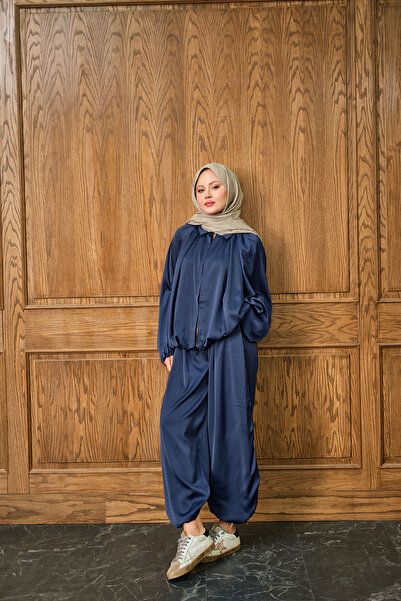 LOCCO Women's Hidden Zipper Detail Suit Navy Blue