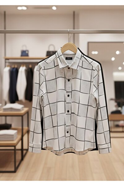 YusGos Long Sleeve Patterned Cotton Easy Iron Regular Fit Men's Stretch Fabric Winter Shirt