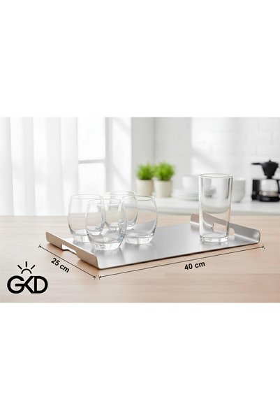 Güneş Krom Dekorasyon Gkd 304 Quality Stainless Steel Twisted Multi-Purpose Presentation Tray 25X40Cm