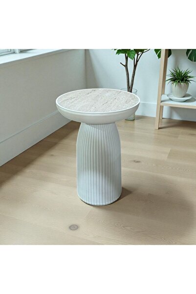 BRBSTORE Traverten bohem mantar tek sehpa