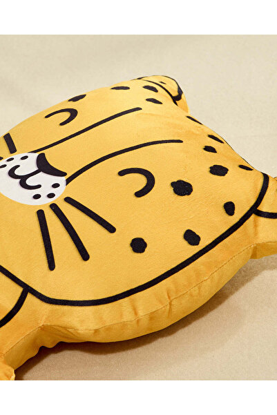 REDTAG Yellow Leopard Kids Cushion