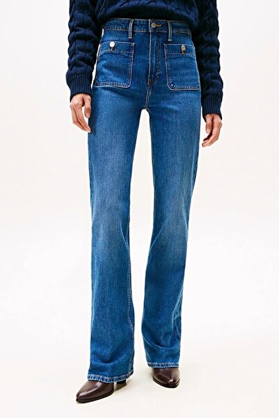 Tommy Hilfiger Kadın Bootcut Fit Yüksek Bel Düğmeli Yama Cepli Jean Pantolon ...