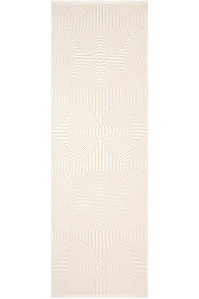 Cool Halı Lena Cream Beige Laser Cut Runner Carpet Girift Pattern Summer Solid Color Acrylic Entrance Hallway Corridor Carpet