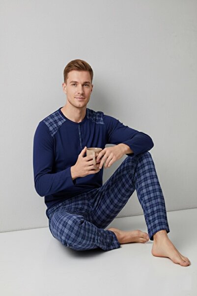 Mutlu City Men's Interlock Comfortable Fit Crew Neck Cotton Pajama Set 6779