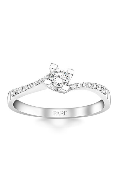 Pare Pırlanta 0,23 Karat Kolu Taşlı Tektaş Pırlanta Yüzük - PR00337-8
