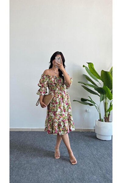 Pera فستان ميدي بأكمام على شكل البطيخ من فلورا جيبيلي - أخضر