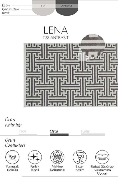 Cool Halı Lena Gray Anthracite Laser Cut Acrylic Carpet Runner Maze Pattern Soft Entrance Hallway Corridor Carpet