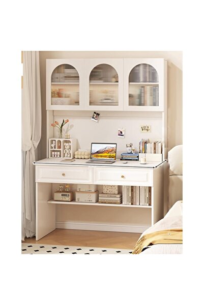 KEKE طاولة كمبيوتر حديثة متعددة الوظائف، مكتب منزلي، محطة عمل للكتابة مع أدرا...