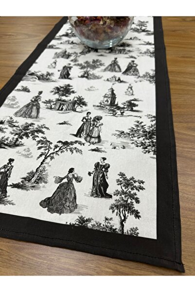 Elvya Toile De Jouy Paris Runner 40X110 cm |   100% Cotton Digital Printed Tablecloth |   Classic French Style