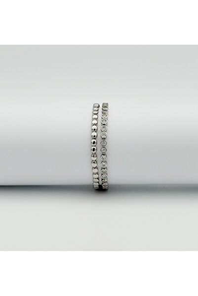White Gold Plated Çift Görünüm Su Yolu Bileklik