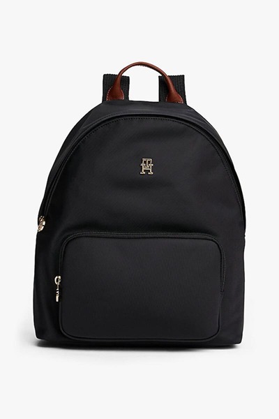 Tommy Hilfiger Kadın Popette Dome Monogram Plakalı Sırt Çantası - Siyah