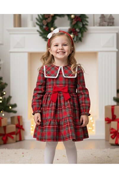 Baby Rose New Year ! Plaid Single Girl Dress (3-4-5-6 Years Old)