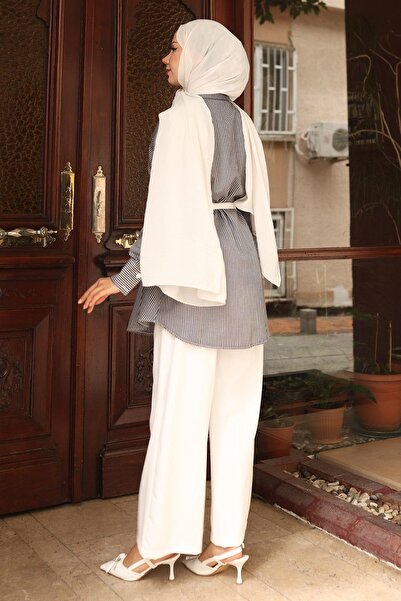 Modamihram Striped Pocket Detailed Suit Black Msw19242-1