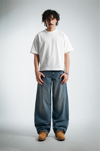 GRJ denim Drift Eskitme Wide Leg Super Baggy Blue Men's Jean Trousers