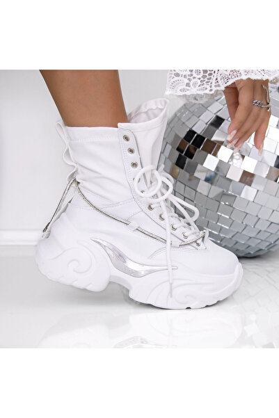 mei Women's Platform Boots 3AL5 White