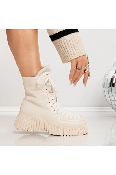 mei Ghete Dama cu Platforma 3AL52 Bej