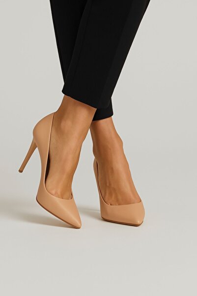 defile ayakkabi جلد المرأة اللون رقيقة الكعب الخنجر