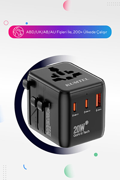 KUMTEL Evrensel Seyahat Adaptörü Priz Dönüştürücü HMTA-01