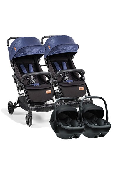 Baby2Go Tulipa Cabin Otomatik Katlanan İkiz Travel Bebek Arabası / Siyah Gri