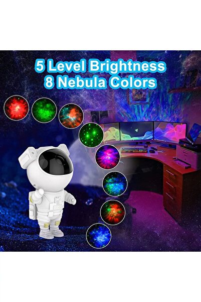 hoffmans LED Projector - Astronaut, 8 Modes, Remote Control, Stars, Aurora Borealis, Night Light, 360° Rotation