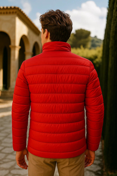 comstar Men's Comfort Mock Neck Casual Winter Red Puffer Jacket