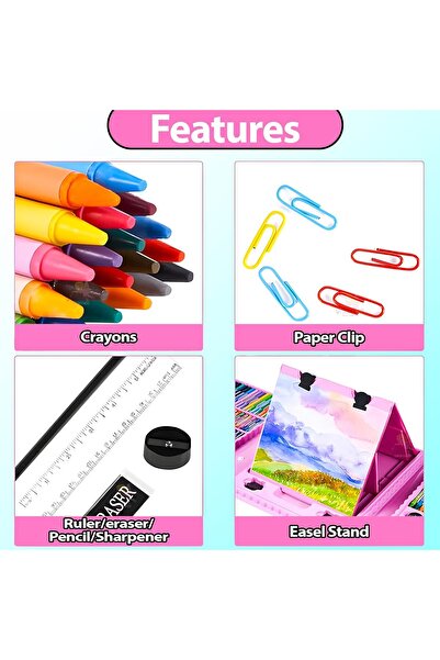 Wishkey 208 Pieces Art Set for Kids with Storage Case (Blue)