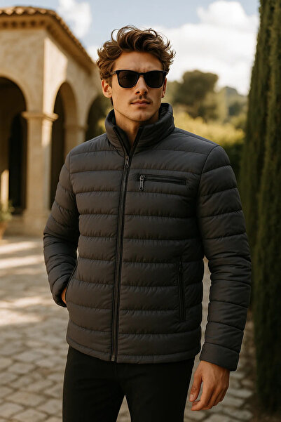 comstar Men's Comfort Mock Neck Casual Winter Smoked Puffer Coat