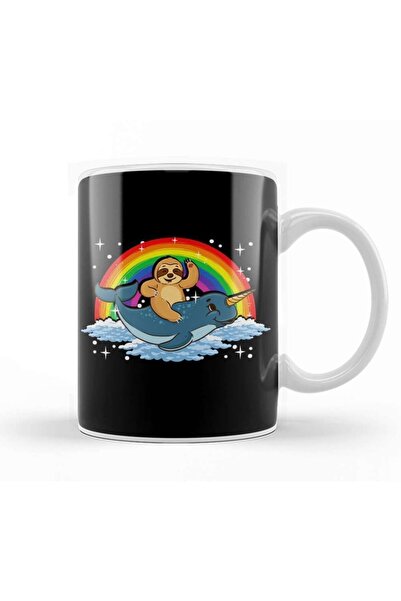 dekado كوب من البورسلين على شكل وحيد القرن من ماركة Sloth Riding Narwhal Ador...