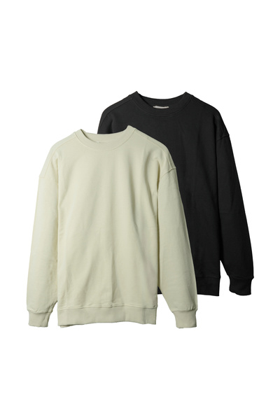 Store Ostrend Kadın %100 Pamuk Regular Fit Basic Sweatshirt | İkili Set