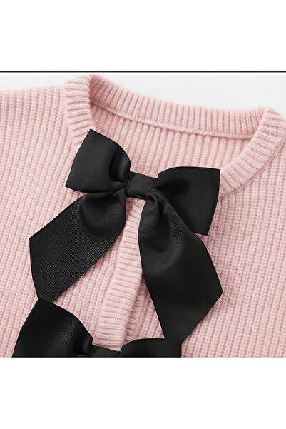 EnModaStyle Thessaloniki Knitted Cardigan with Large Bow Detail