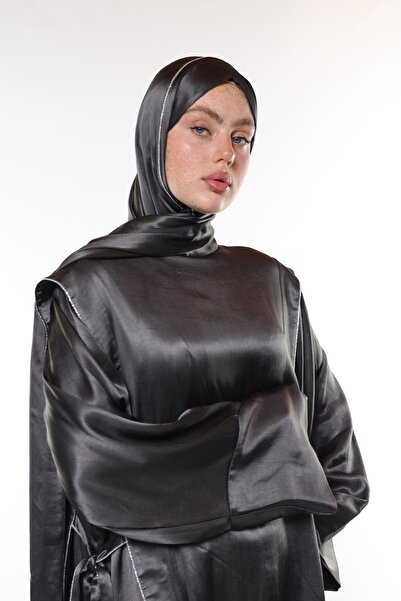 HARİKA WEAR DETAYLI GRİ İPEK ŞAL - başörtüsü