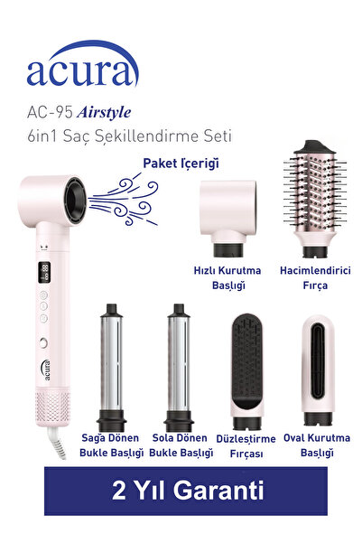 Acura Ac-95 Airstyle Negative Ion 6in1 Hair Styling and Drying Set