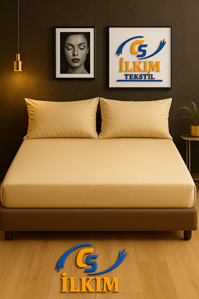 cs ilkim Elastic 100% Cotton Combed Fabric Fitted Elastic Sheet Cream