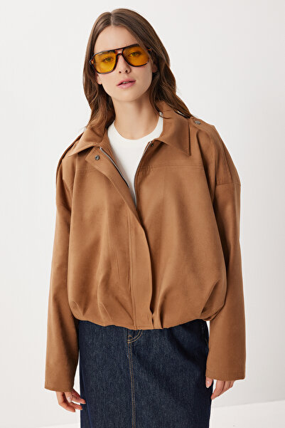 Lovelyİstanbul Suede Look Bomber Jacket Loh0014 Camel