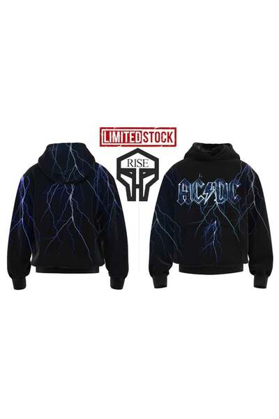 RİSE Hanorac cu glugă Ac Dc All Over cu imprimeu tricou